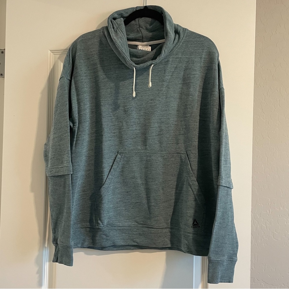 REEBOK slate blue cowl neck pullover sweatshirt